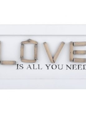 Decoratiune perete Love alba Charline 48X20 cm