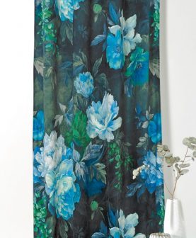 Draperie catifea flori albastre 1900 49333 Pivoine 45 145x250 cm