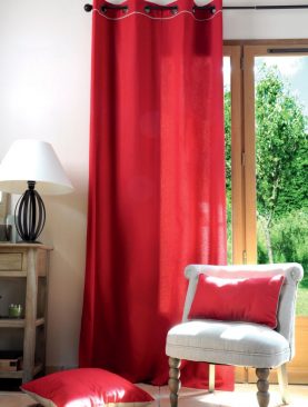 Draperie rosie bumbac Duo Rouge/Lin 135x250 cm