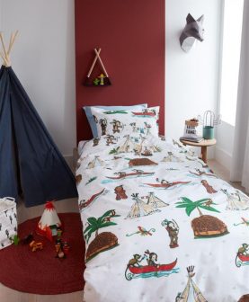 Lenjerie pat copii cu indieni WigWam 140x200/220 cm